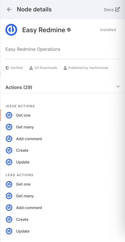 Easy Redmine node actions
