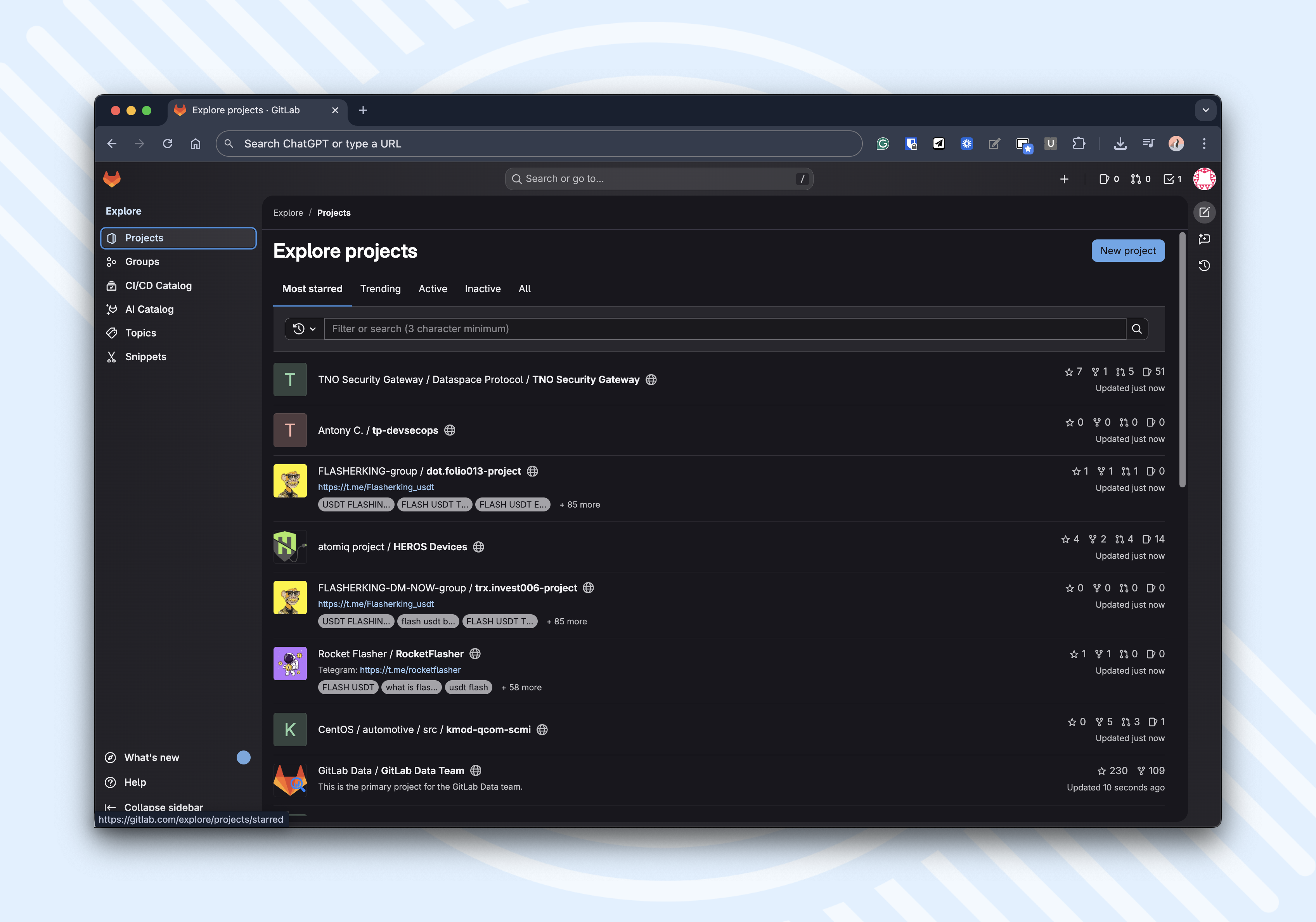 GitLab app interface