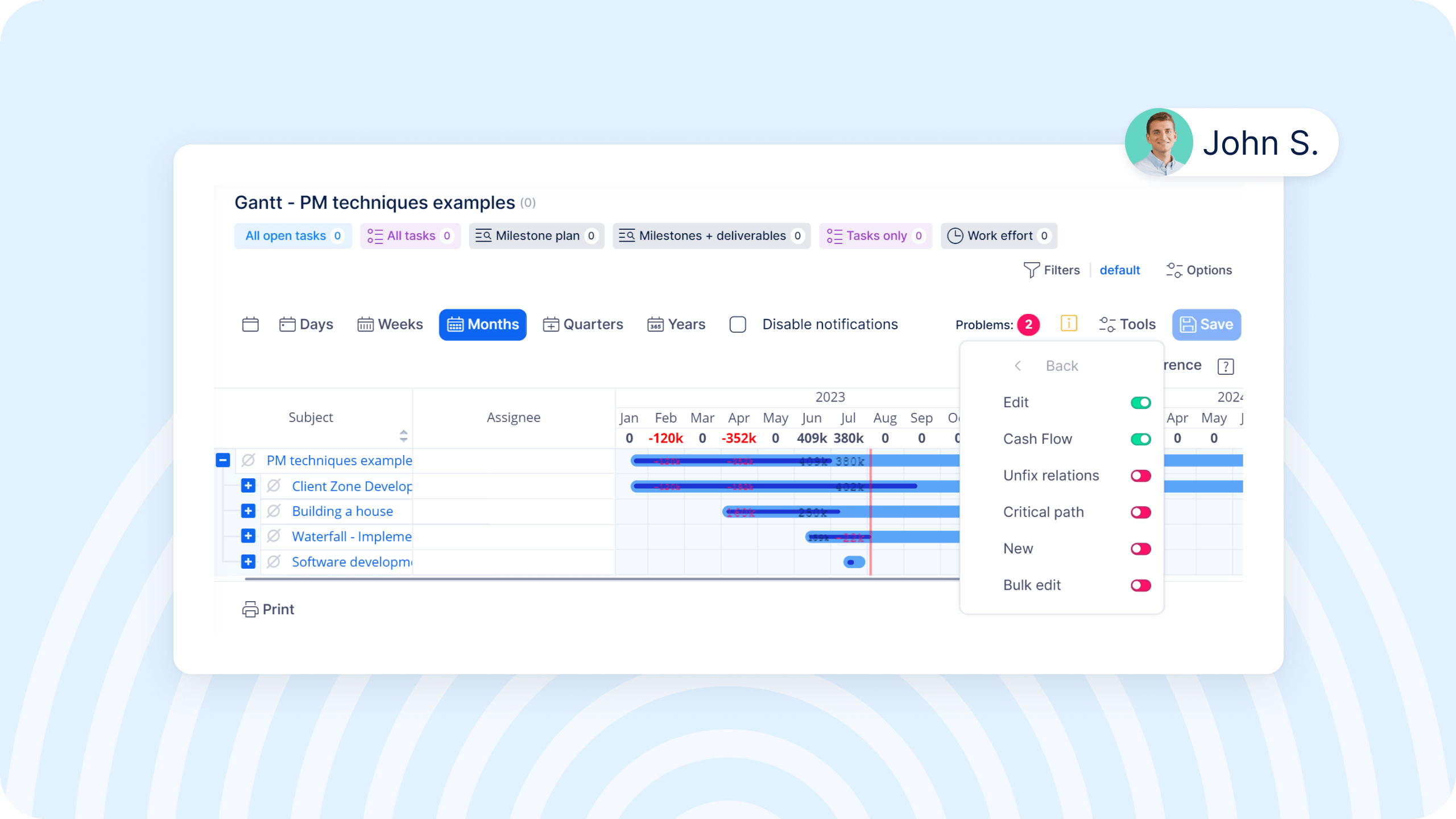 Gantt charts for manufacturing in Easy Redmine software