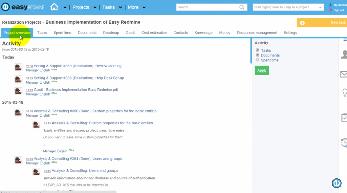 Estadísticas de proyecto en Easy Redmine Estadísticas de proyecto en Easy Redmine