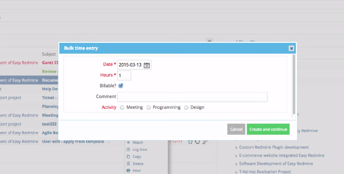Registrar el tiempo con Easy Redmine Registrar el tiempo con Easy Redmine