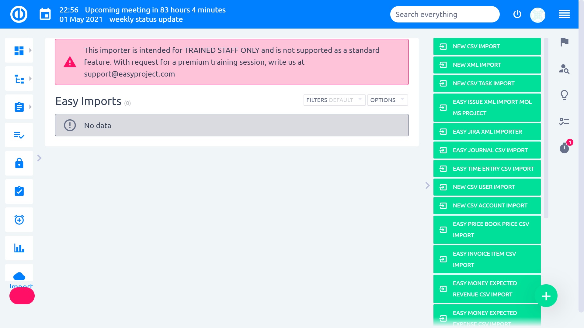 Easy Redmine 2018 - Data import in XML/CSV format Easy Redmine 2018 - Data import in XML/CSV format