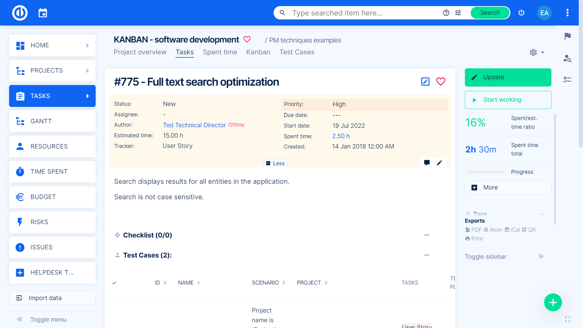 Task tracking - Easy Redmine